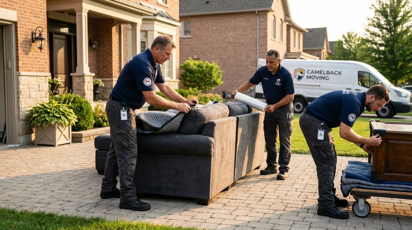 Large estate moving crew wrapping furniture in Kirtland, NM