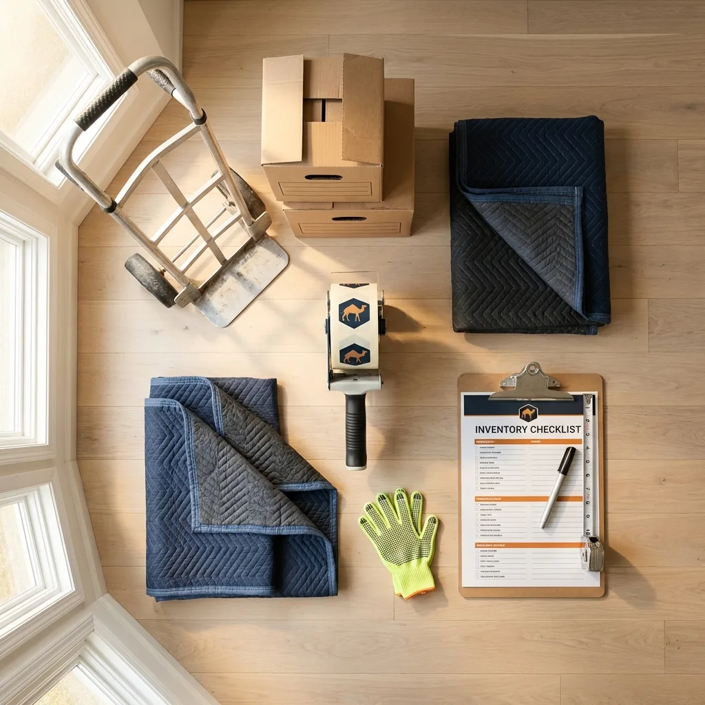 Professional moving supplies and packing materials layout for Kirtland residential relocations